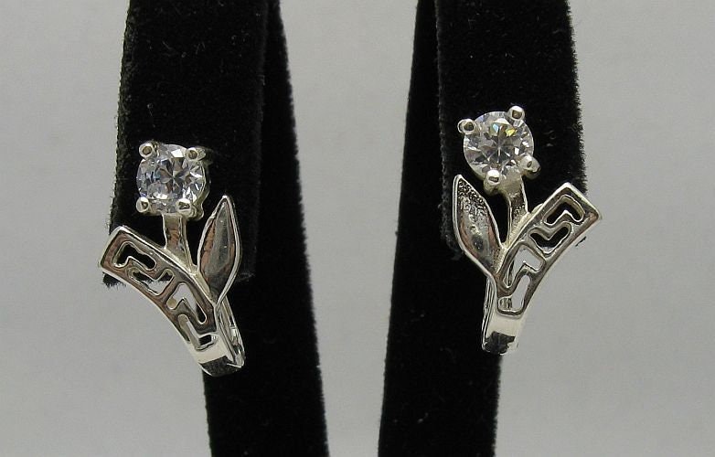 E000306 Silber-Ohrringe 925 Mit Cz Blume von EmpressSilver