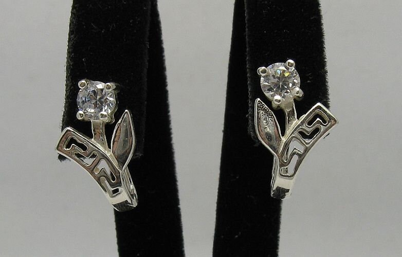 E000306 Silber-Ohrringe 925 Mit Cz Blume von EmpressSilver