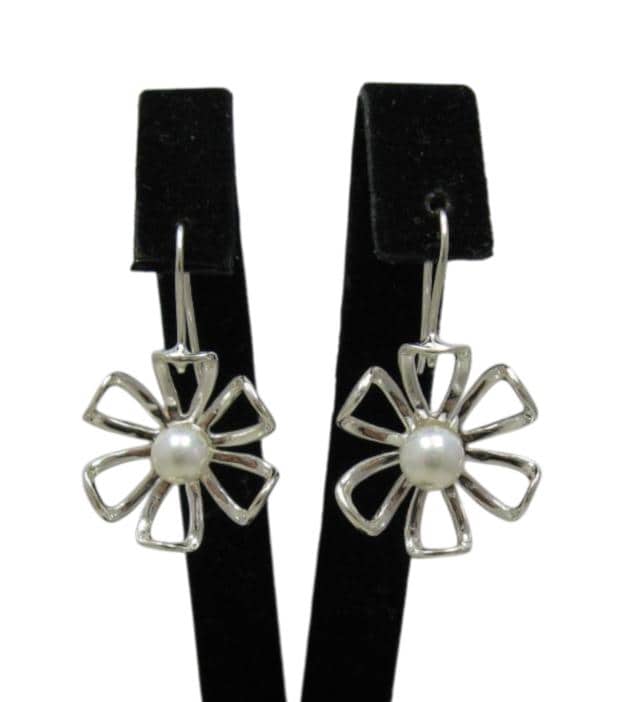 E000441 Silber-Ohrringe Blumen 925 Perle von EmpressSilver