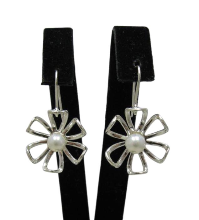 E000441 Silber-Ohrringe Blumen 925 Perle von EmpressSilver