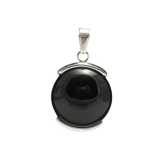 Sterling Silber Anhänger Mit 22 Mm Runden Schwarzen Onyx Stamped 925 Nickel Frei von EmpressSilver