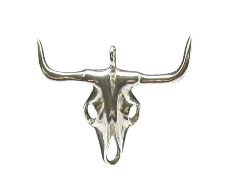 sterling Silber Anhänger Bull Skull Massiv Gestempelt 925 Nickel Frei von EmpressSilver