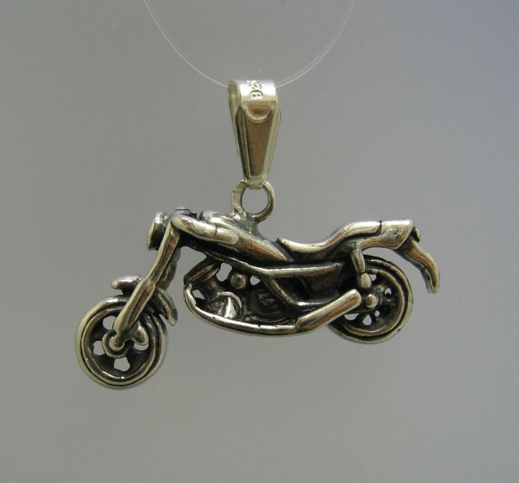 sterling Silber Anhänger Charm Bike Motorrad Solide Echte Gestempelt 925 von EmpressSilver