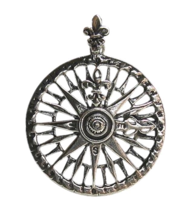 sterling Silber Anhänger Kompass Fleur De Lys Gestempelt 925 Nickelfrei von EmpressSilver