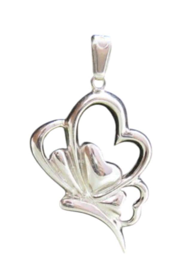 sterling Silber Anhänger Schmetterling Und Herz Solid Echte Hallmarked 925 Nickelfrei von EmpressSilver