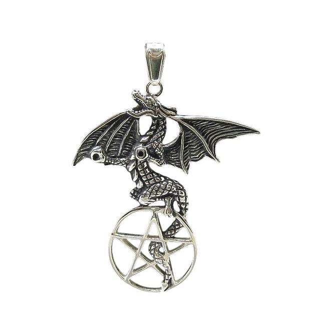 sterling Silber Drachen Pentagramm Anhänger Gothic Amulett Schmuck von EmpressSilver