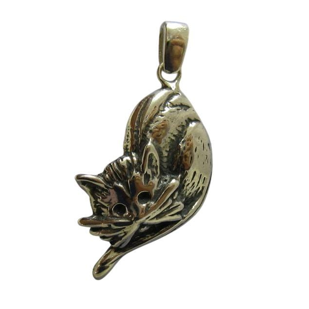sterling Silber Katze Anhänger | Gekräuselte Schlafende 925 Charm Katzenliebhaber Geschenk von EmpressSilver