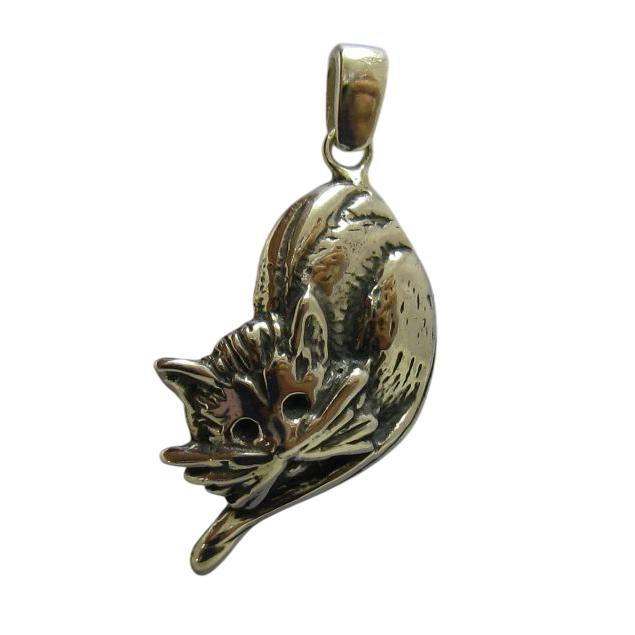 sterling Silber Katze Anhänger | Gekräuselte Schlafende 925 Charm Katzenliebhaber Geschenk von EmpressSilver