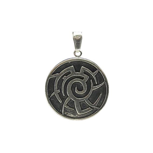 sterling Silber Spirale Anhänger | Labyrinth Design 925 Oxidierter von EmpressSilver