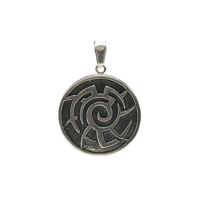 sterling Silber Spirale Anhänger | Labyrinth Design 925 Oxidierter von EmpressSilver