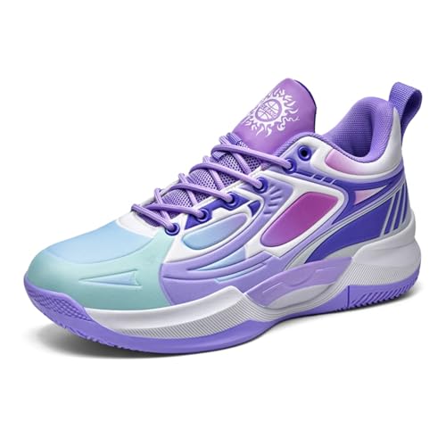 EmpressStride Atmungsaktive High-Top-Basketballschuhe for Herren – Schnürdesign, rutschfest und bequem for Platz, Laufen und Training(Purple,46 EU) von EmpressStride