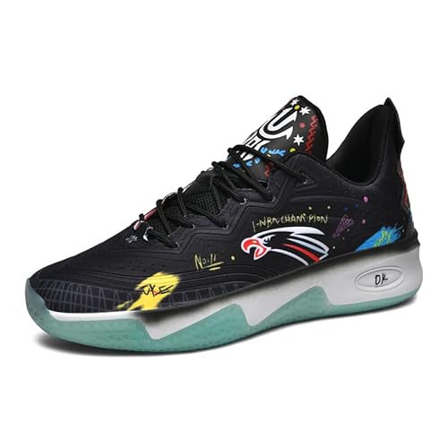EmpressStride Atmungsaktive Unisex-Basketballschuhe – rutschfeste, verschleißfeste und leichte Trainingsschuhe mit Stoßdämpfung und Rückprall for den Platz und das tägliche Training(Black,44 EU) von EmpressStride