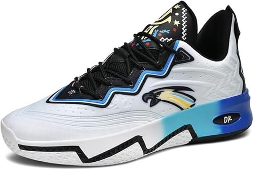EmpressStride Atmungsaktive Unisex-Basketballschuhe – rutschfeste, verschleißfeste und leichte Trainingsschuhe mit Stoßdämpfung und Rückprall for den Platz und das tägliche Training(White,45 EU) von EmpressStride