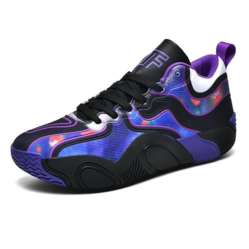 EmpressStride Bunte, gepolsterte Basketballschuhe for Herren und Damen – Pro Grip & Haltbarkeit | Atmungsaktive Mesh-Sport-Sneaker(Purple,38 EU) von EmpressStride
