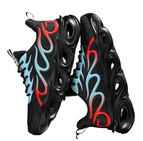EmpressStride Competitive Flame – gemusterte Basketballschuhe for Herren, reaktionsschnelle Dämpfung, rutschfeste Gummilaufsohle, platztaugliche Leistung(Black,43 EU) von EmpressStride