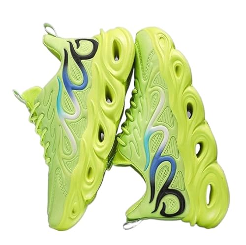 EmpressStride Competitive Flame – gemusterte Basketballschuhe for Herren, reaktionsschnelle Dämpfung, rutschfeste Gummilaufsohle, platztaugliche Leistung(Green,45 EU) von EmpressStride