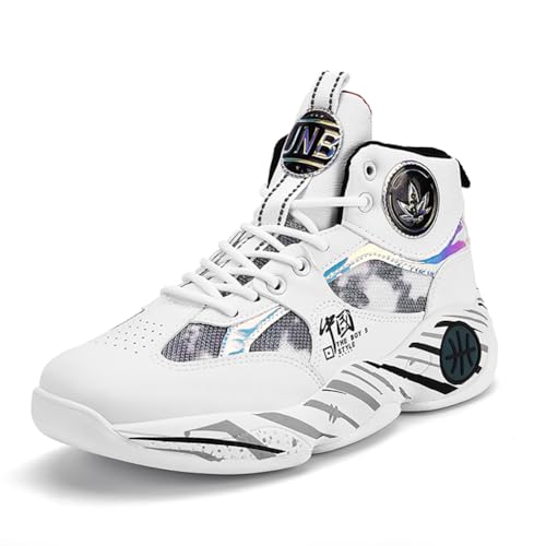 EmpressStride Herren-Basketballschuhe High Top – Atmungsaktive, rutschfeste Turnschuhe – Leichte Trainings-Sneaker for Sport & Streetstyle(Black-a,39 EU) von EmpressStride