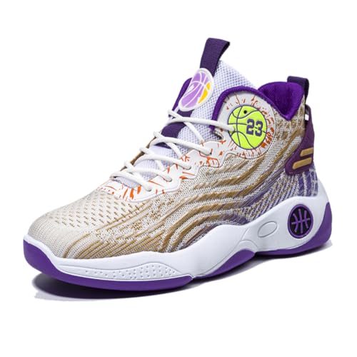 EmpressStride Herren-Basketballschuhe High Top – Atmungsaktive, rutschfeste Turnschuhe – Leichte Trainings-Sneaker for Sport & Streetstyle(Purple,41 EU) von EmpressStride