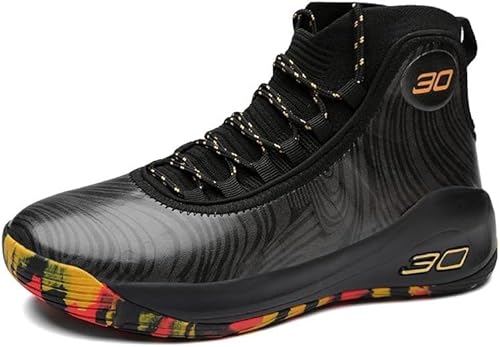 EmpressStride Herren-Basketballschuhe mit hohem Schnitt, atmungsaktive, rutschfeste Indoor- und Outdoor-Sporttrainingsschuhe for Basketballfans(Black,44 EU) von EmpressStride