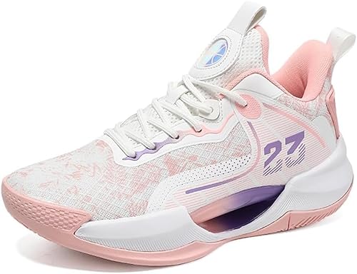 EmpressStride High-Top-Basketballschuhe for Herren, stoßdämpfende, rutschfeste und verschleißfeste Trainingsschuhe for Basketballfans im Innen- und Außenbereich(Pink,39 EU) von EmpressStride
