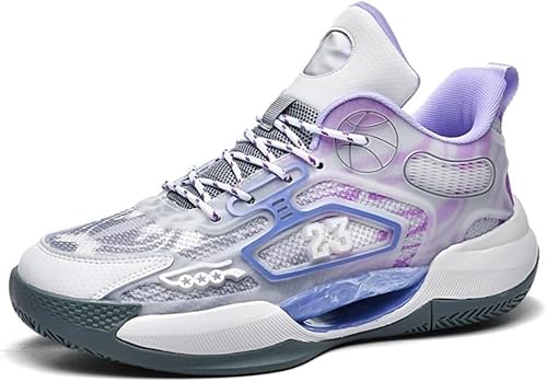 EmpressStride High-Top-Basketballschuhe for Herren mit atmungsaktiver Polsterung – leichte, rutschfeste Sneakers for Sport und Training ​(Black-Purple,36 EU) von EmpressStride