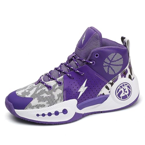 EmpressStride Hochleistungs-Basketballschuhe for Herren, atmungsaktives Mesh-Obermaterial, hervorragende Traktion, Stabiler Halt, stylischer Look(Purple,43 EU) von EmpressStride