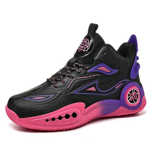 EmpressStride Professionelle Basketballschuhe for Herren | Hervorragende Traktion | Bequeme Passform | Stilvolles Design | Verbesserte Leistung auf dem Platz(Black-pink,42 EU) von EmpressStride