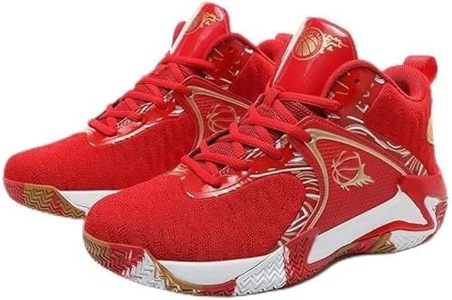 EmpressStride Professionelle Basketballschuhe for Herren – Hohe Dämpfung, strapazierfähige Außensohle, atmungsaktives Obermaterial, Spiel & Training(Red,47 EU) von EmpressStride