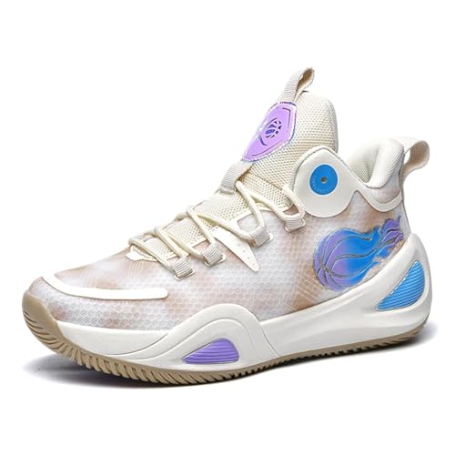 EmpressStride Professionelle High-Top-Basketballschuhe, atmungsaktive Mesh-Sportschuhe, gepolsterte, rutschfeste Trainingsschuhe, for den Platz und die Freizeit ﻿(Beige,39 EU) von EmpressStride