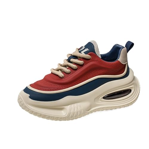 EmpressStride Stilvolle Herrenmode – Forward Sneakers. Stoßdämpfend, bequem, Dicke Sohle und atmungsaktiver Schnürstil(G-222 Wine Red,38 EU) von EmpressStride