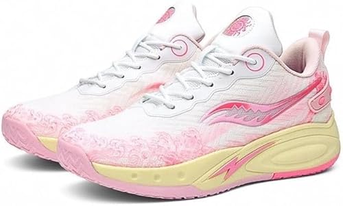 EmpressStride Trendige Basketballschuhe – Leicht, atmungsaktiv, rutschfest, langlebig – Unisex-Trainings- und Spiel-Sneaker(Whitepowderf3,43 EU) von EmpressStride