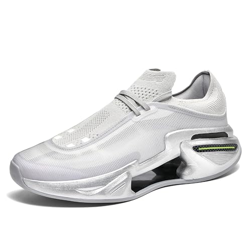 Herren-Laufschuhe, stylische Mode – nach vorne gerichtet, leichtes, atmungsaktives Mesh-Obermaterial, Innovative gepolsterte Sohle, passt Sich bequem der Fußform an(Silver,39 EU) von EmpressStride