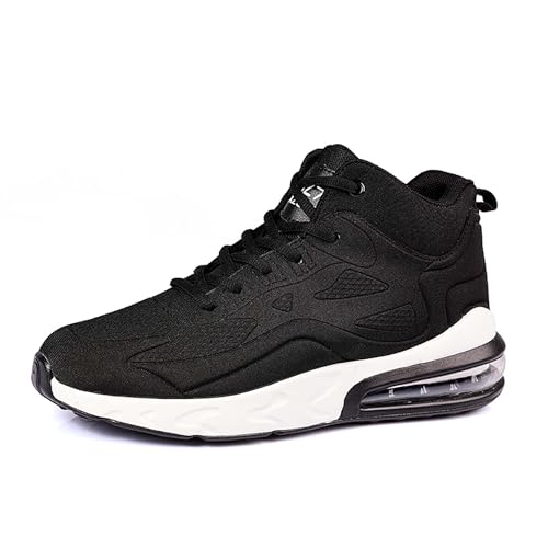 High-Top-Basketballschuh for Herren | Luftgepolsterte Knöchelstütze und Stoßdämpfung | Atmungsaktive, rutschfeste Sohle for Fitnessstudio, Laufen und Freizeit(Black,44 EU) von EmpressStride