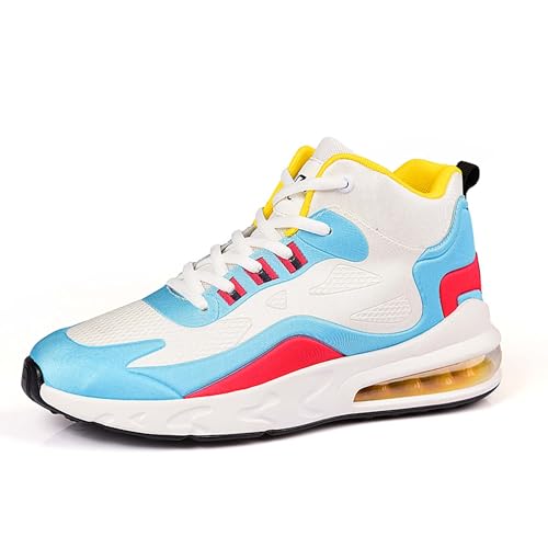 High-Top-Basketballschuh for Herren | Luftgepolsterte Knöchelstütze und Stoßdämpfung | Atmungsaktive, rutschfeste Sohle for Fitnessstudio, Laufen und Freizeit(White Green,45 EU) von EmpressStride