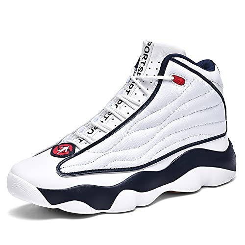 Igh-Top Basketball Schuhe Männer Frauen atmungsaktive Spitze-Up Sportschuhe für Laufen, rutschfeste Sohle(White,43 EU) von EmpressStride