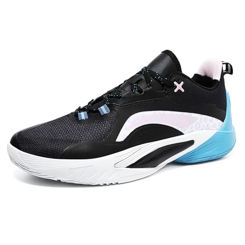 Low-Top-Basketballschuhe for Herren | Atmungsaktives Mesh und Air-Cushion-Technologie | Rutschfeste Outdoor- und Indoor-Bekleidung | Streetstyle-Sport-Sneaker for Training und Freizeit(Black,36 EU) von EmpressStride