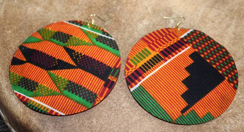 Kente Stoff Ohrringe | Large Kente Stoff Ohrringe | Large von Emprezzed