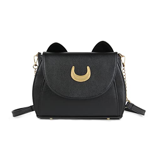 Emprier Damen Moon Luna Schultertaschen Niedlich Mond Sailor Handtasche Katze Geldbörsen Satchel Taschen für Mädchen Geschenke, schwarz, Einheitsgröße von Emprier