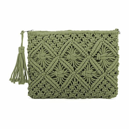 Emprier Damen Sommer Stroh Clutch Geldbörse Strand Clutch Geldbörse Taschen Gewebter Stroh Schultertaschen Casual Umschlag Handgelenktaschen Geldbörse, Grün 1, Einheitsgröße von Emprier