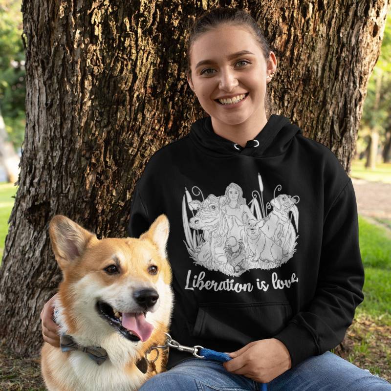 Befreiung Ist Liebe Unisex Hoodie, Vegan Vegan, Tierbefreiung, Pflanzenbasiert, Bekleidung, Tierrechte, Tierliebhaber Befreiung Ist Liebe Unisex Hoodie, Vegan Vegan, Tierbefreiung, Pflanzenbasiert, Bekleidung, Tierrechte, Tierliebhaber von EmptyCagesClothing