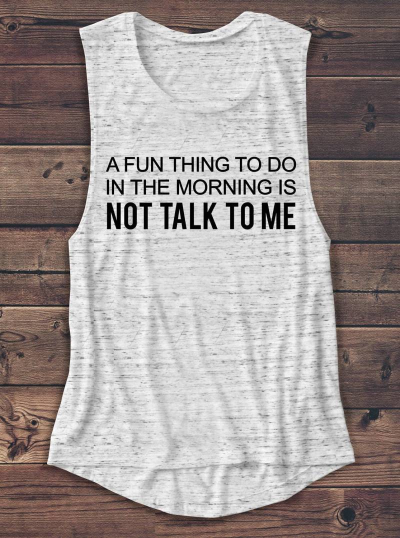 A Fun Thing To Do - Damen Muskelshirt Muskel Tank Schlaf T Shirt Nap Grafik Workout Top Morgen von Emtizee