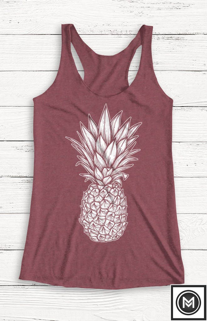 Ananas Tanktop - Vegetarisch Shirt Damen Tank Essen Obst Grafik T Workout Top Strand Urlaub von Emtizee