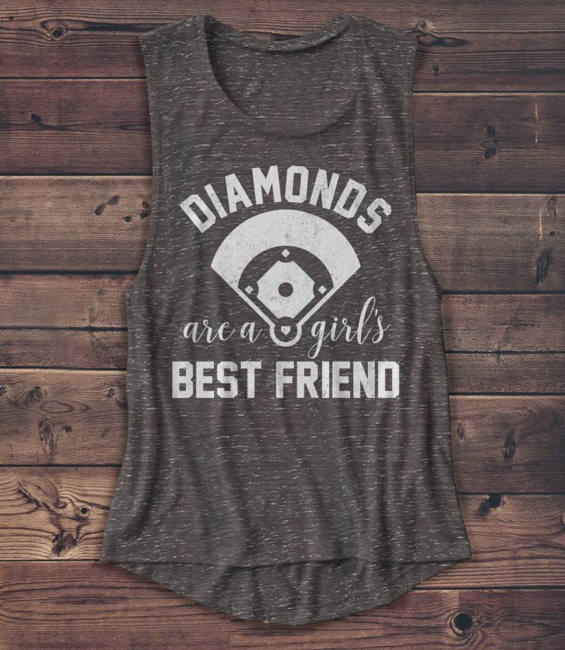 Diamonds Are A Girl Es Best Friend - Baseball Damen Muskel-T-Shirt Muskel Tank T Shir Grafik-T-Shirt Workout Top Mom von Emtizee