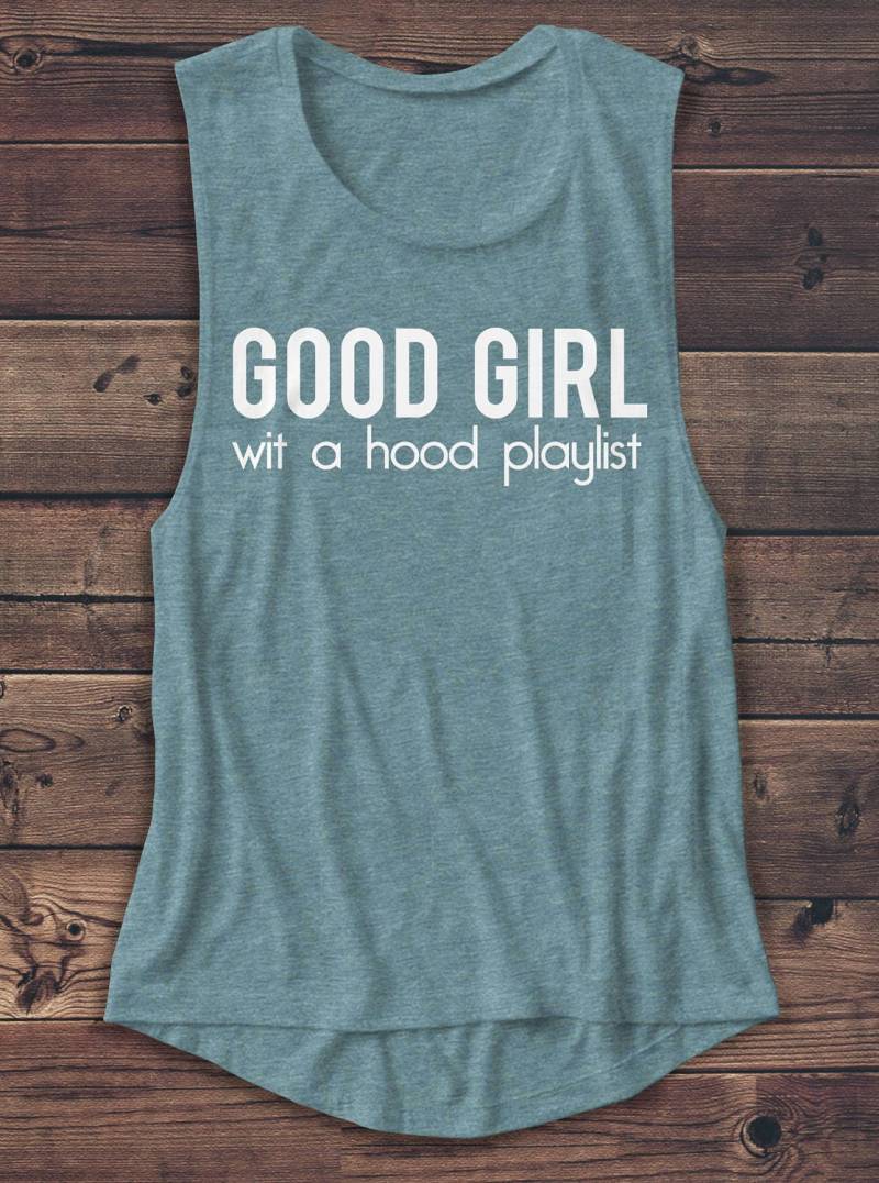 Good Girl - Frauen Muskel T-Shirt Fließend Lustiges Shirt Humor Tank T Grafik Mode Workout Top Tumblr von Emtizee