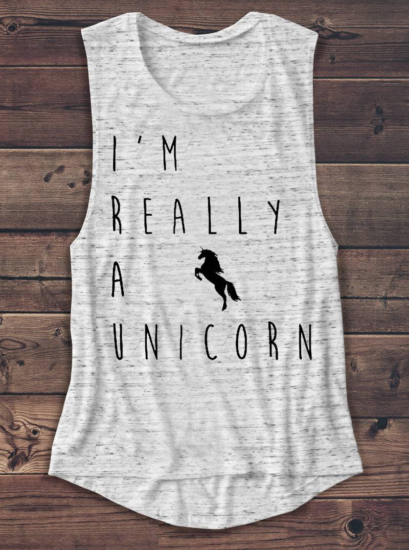 I'm Really A Unicorn - Einhorn Shirt Frauen Muskel Feen Tank T Grafik Workout von Emtizee