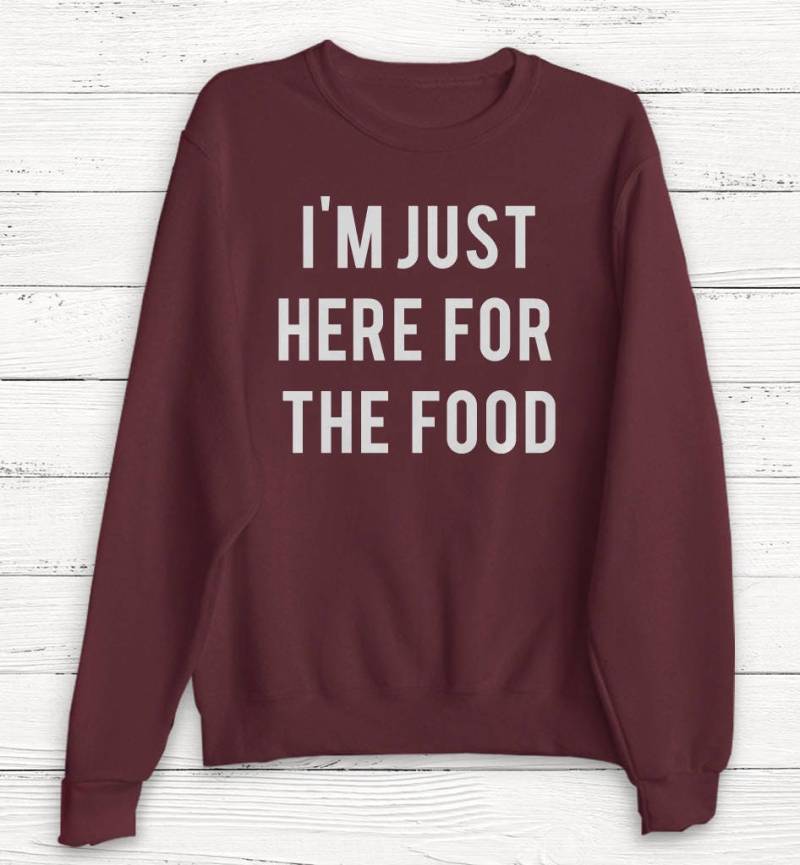 Ich Bin Nur Hier Für Das Essen - Weihnachtspullover Weihnachtshemd Frauen-Weihnachtspullover Weihnachten Feiertags-Shirt Geschenk von Emtizee