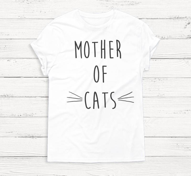 Katzenmutter - Katze Haustier Tier Lustiges T-Shirt Herren Frauen Crewneck Humor Text Hipster Geschenk Grafik Unisex von Emtizee