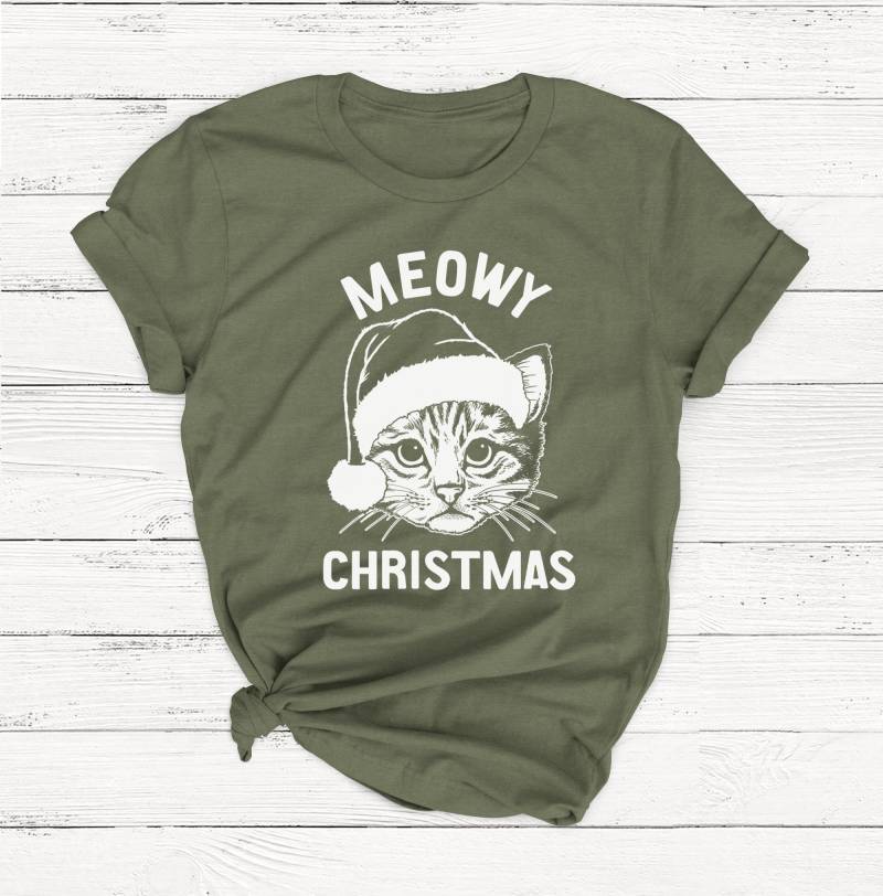 Meowy Weihnachtshemd - Katzenhemd Thanksgiving-Hemd Frauen-Weihnachtshemd Weihnachtsbaum Weihnachtsmann Haustier von Emtizee