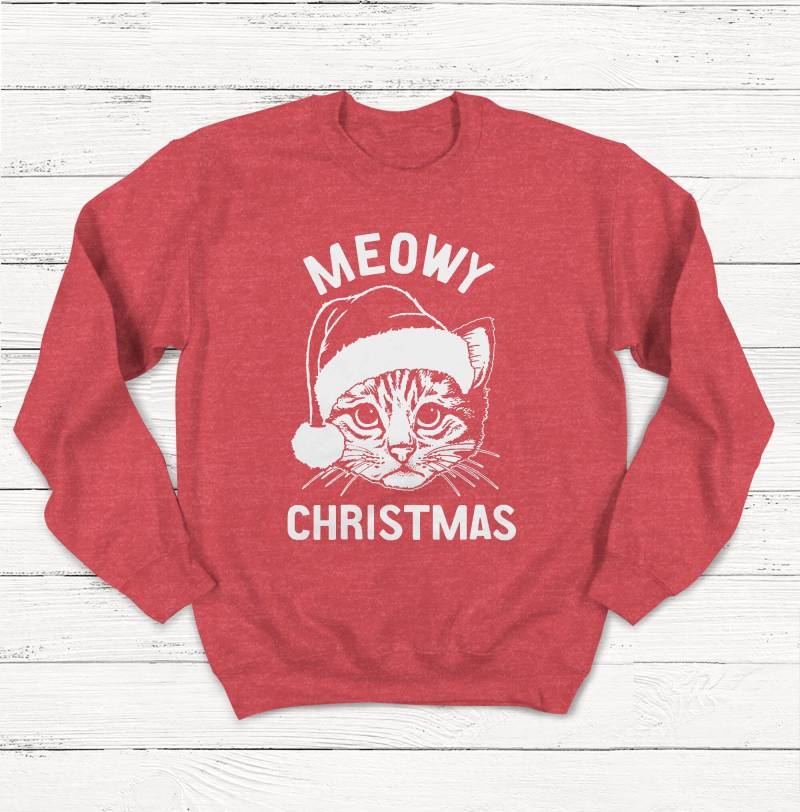 Meowy Weihnachtspullover - Weihnachtshemd Damen Weihnachten Katzenhemd Hässlicher von Emtizee