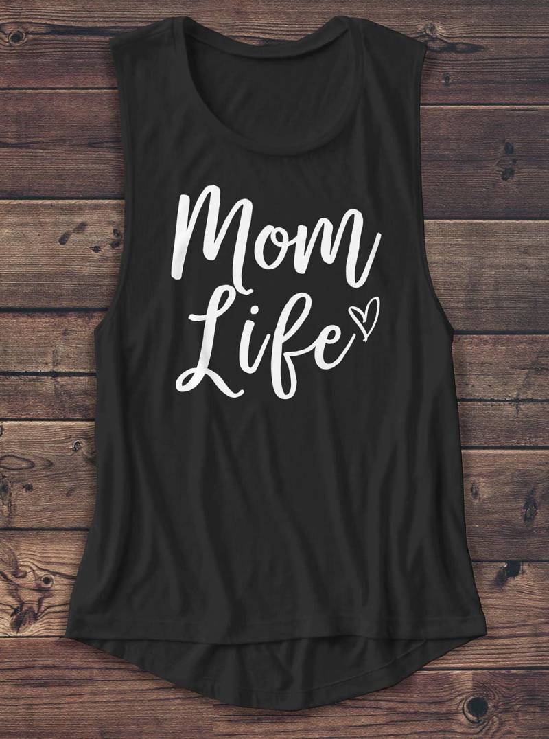 Mom Life - Frauen Muskel T-Shirt Muttertag Mama Geschenk Geburtstag Tank T Shirt Grafik Mode Workout von Emtizee